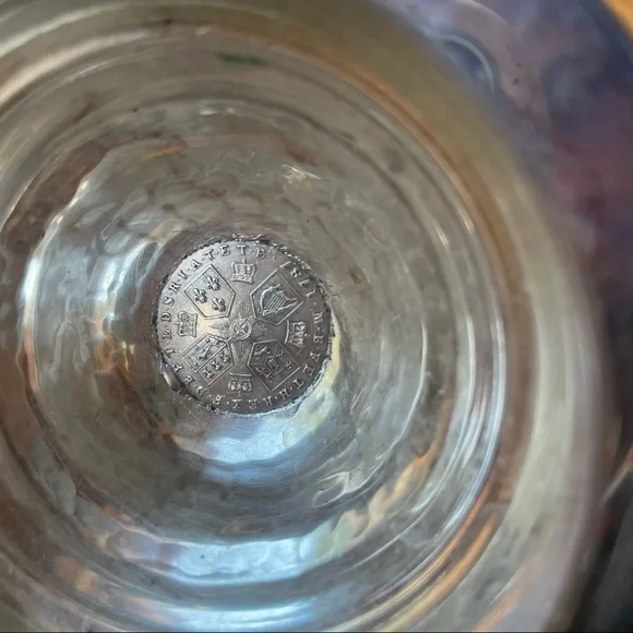 925 Hand Hammered Beer Pitcher Georgivs iii dei gratia Authentic Coin Embossed - Picture 7 of 14